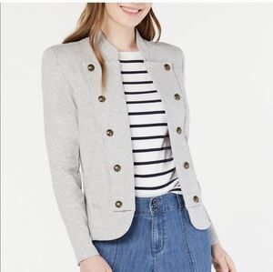 NWT Tommy Hilfiger XL Cotton light gray military style blazer with pockets!
